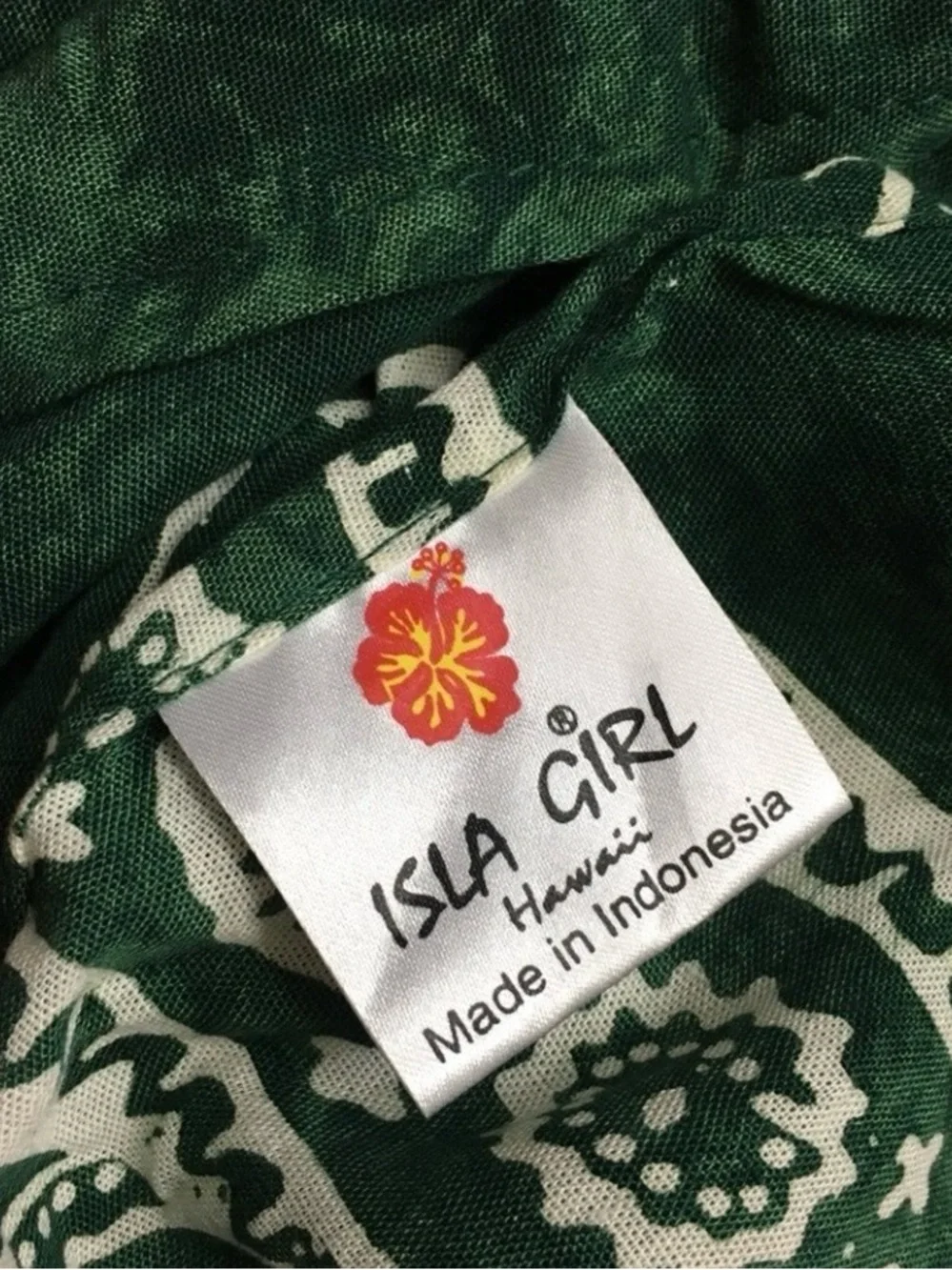 ISLA Girl Hawaii Green Tie Dye Dolphin Tribal Print Fringe Edge Long Scarf Boho